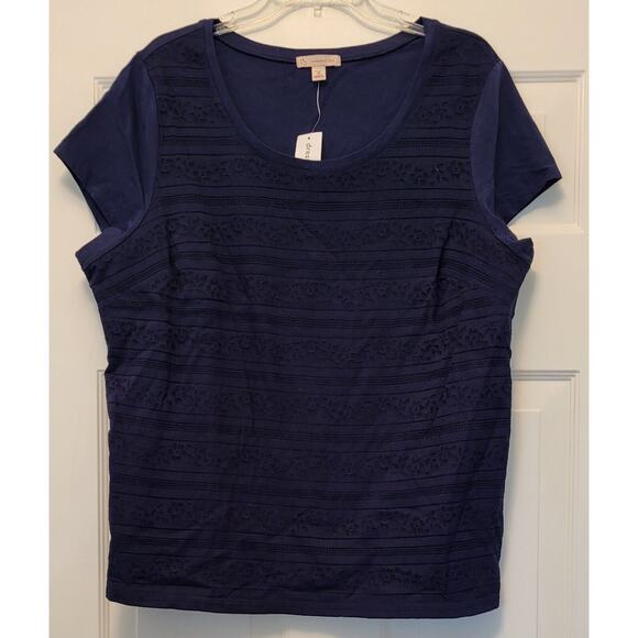 NWT Dressbarn Blue Pullover Short Sleeve Shirt Size 1X - Picture 1 of 13